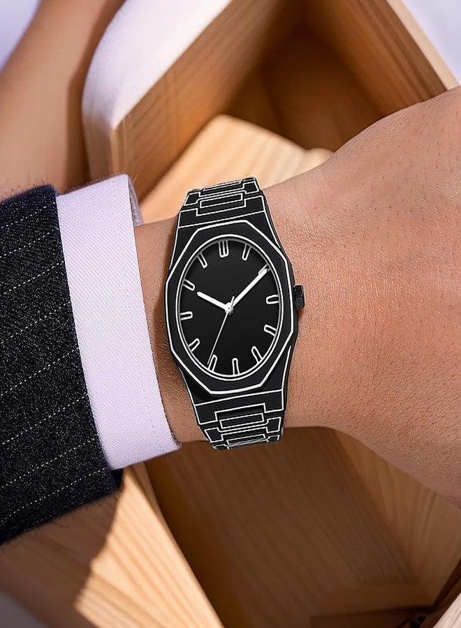 FANMIS Men's Anime-Inspired Fashion Sketch Wristwatch Minimalist Creative Wormhole Design Watch Stylish and Durable Timepiece for Men's Sports Watch (B Black) - Image 3